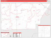 De Witt County Wall Map Red Line Style